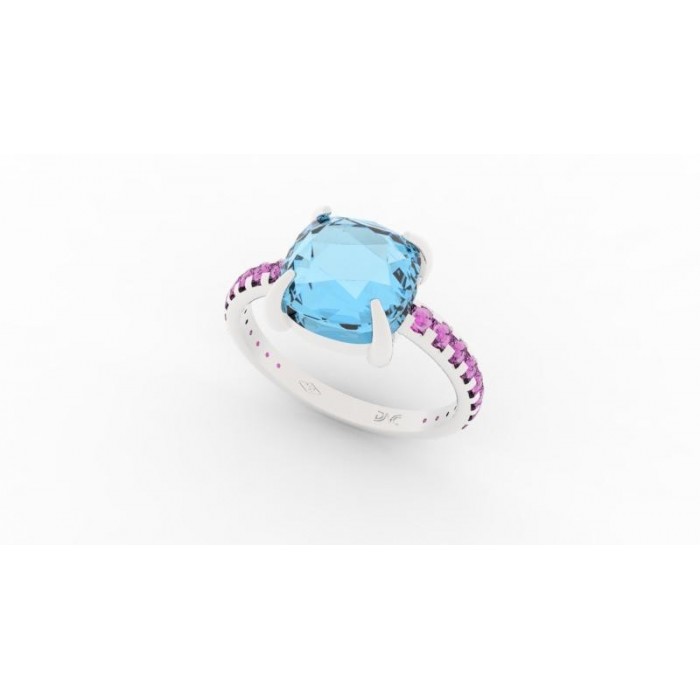 Anello Topazio e Zaffiri in oro 18Kt - DIENNECI GIOIELLI