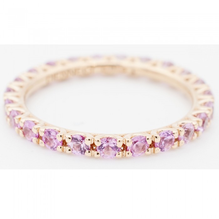 Anello Fedina eternity con zaffiri rosa in oro rosa 18Kt - DIENNECI GIOIELLI