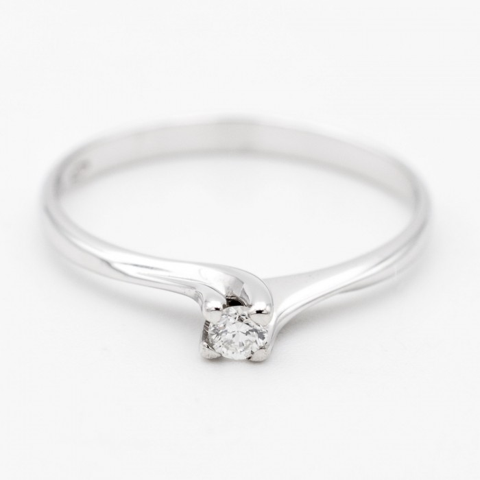 Anello solitario diamante valentine Ct. 0,08 in oro bianco 18Kt - DIENNECI GIOIELLI