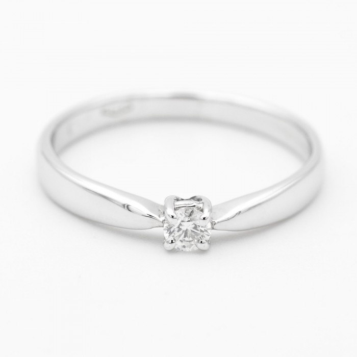 Anello solitario diamante Ct. 0,11 in oro bianco 18Kt - DIENNECI GIOIELLI